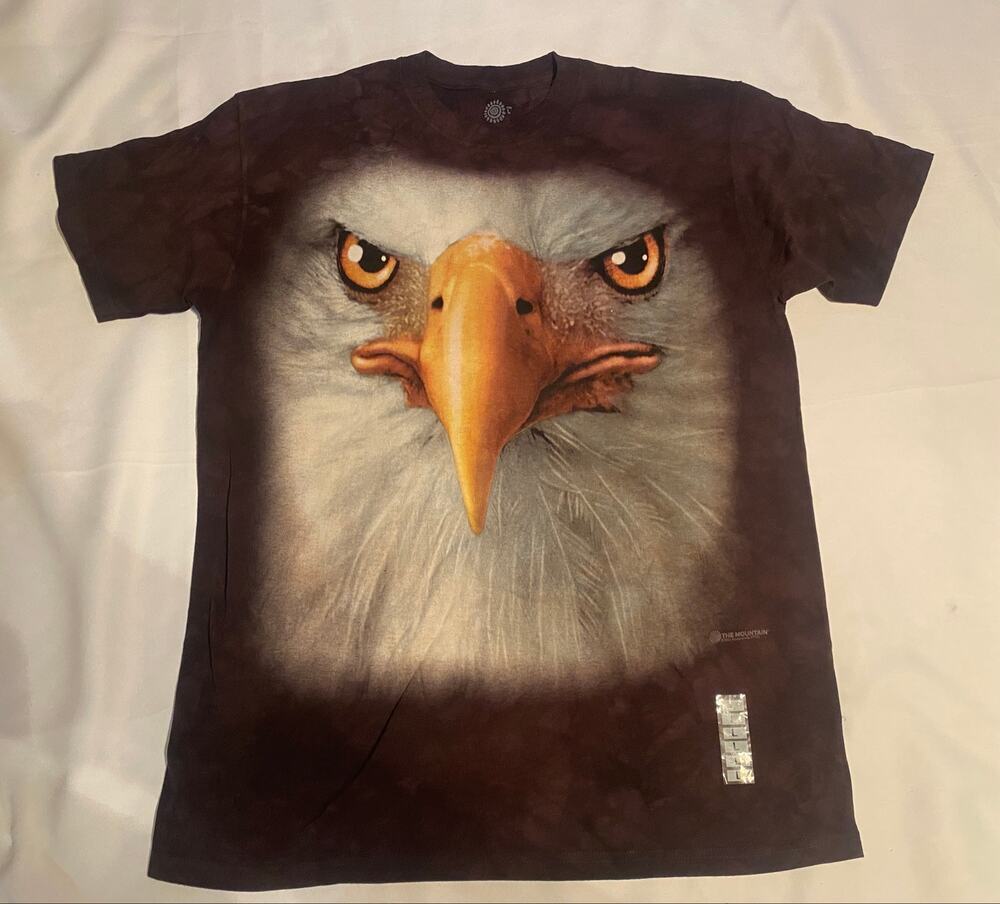 The Mountain Bald Eagle Face T-Shirt Large Vincent Hie Brown Tie Dye NWT Large